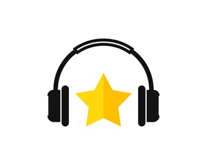 Wall Mural - music headphone with star shape inside