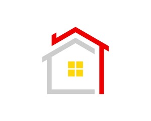 Sticker - Abstract and simple house with red and silver colors