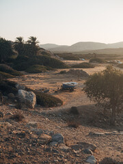 Poster - Desert mountain landscape at sunset