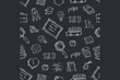 © padmasanjaya - seamless pattern of school doodle icons on chalkboard background