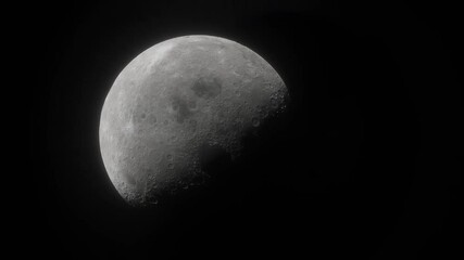 Wall Mural - Moon in deep space. Spaceship flies near Moon. 3d model of moon