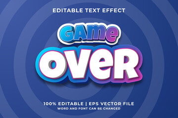 Poster - Editable text effect - Game Over 3d cartoon template style premium vector
