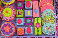Bright Colored Holiday Dessert Window Display In New York City