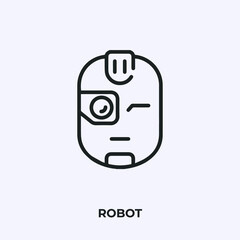 Poster - robot icon vector. Linear style sign for mobile concept and web design. robot symbol illustration. Pixel vector graphics - Vector.
