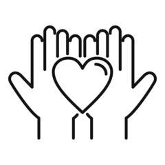 Poster - trust keep heart icon outline vector. love hand
