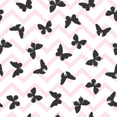 Poster - Vector butterfly seamless repeat pattern wallpaper, background with butterflies