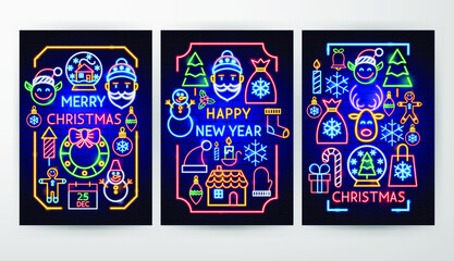 Wall Mural - Merry Christmas Flyer Concepts. Vector Illustration of New Year Promotion.