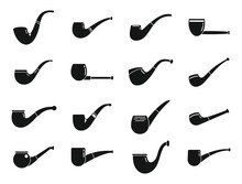 Smoking Pipe Icons Set Simple Vector. Luxury Tobacco