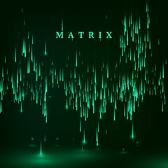 Leinwandbilder - Matrix. Green color background in a matrix style. Data stream. Falling random data block. Cyberspace or virtual reality visualisation. Vector