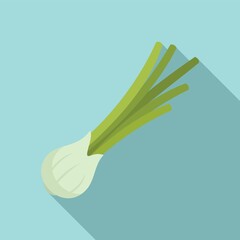 Poster - Oregano chive icon flat vector. Chinese onion