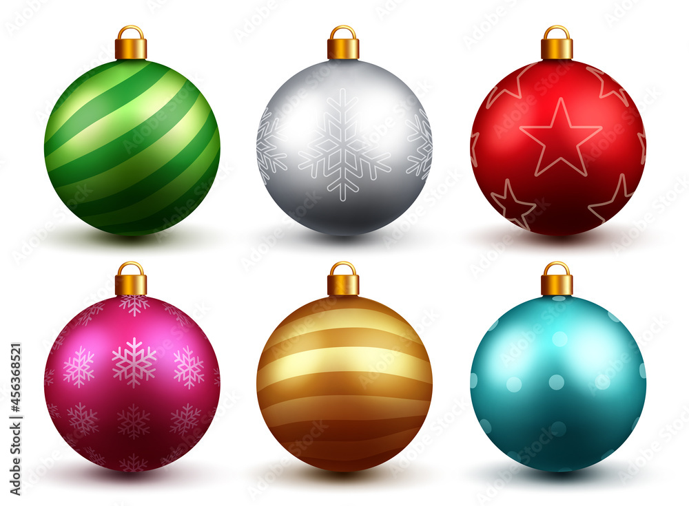 Christmas balls vector set design. Colorful 3d realistic christmas ball ...