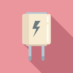 Poster - Electric charger icon flat vector. Phone charge