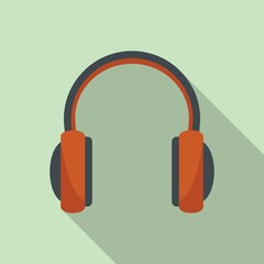 Wall Mural - Podcast headset icon flat vector. Microphone headphone