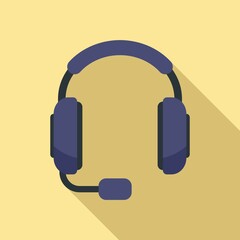 Poster - helpline headset icon flat vector. call support