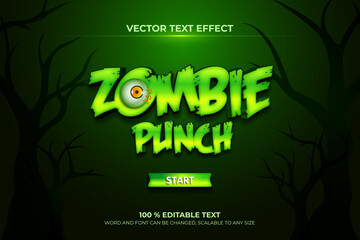 Zombie punch geme editable 3d text effect with dark green backround style