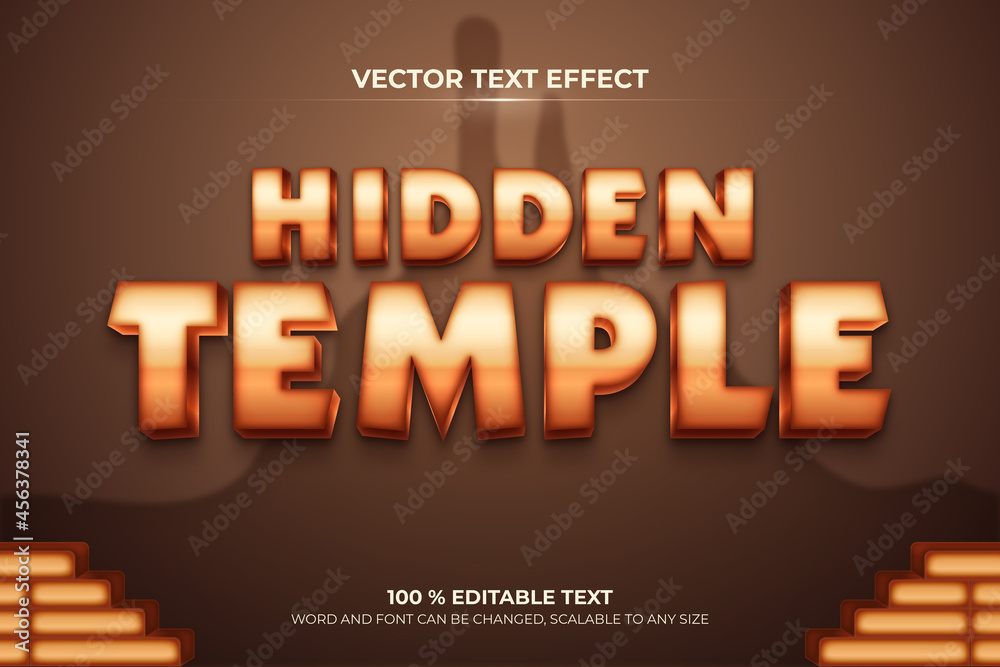 Hidden temple editable 3d text effect Stock Vector | Adobe Stock