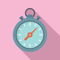 Poster - Sport stopwatch icon flat vector. Stop timer