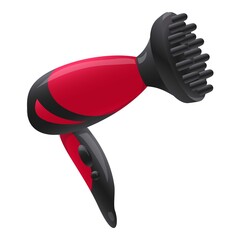 Poster - Salon hair dryer icon cartoon vector. Blow hairdryer