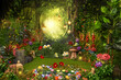Fantasy fairy tale Background for the fairy tale ,fairy-tale glade with flowers
