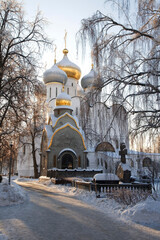 Sticker - Novodevichy Monastery. Cathedral in honor of the Smolensk Icon of the Mother of God. Moscow, Russia