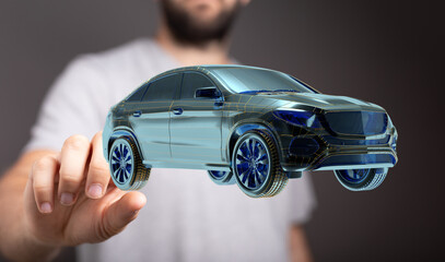 Poster - Energy car concept. Vehicle EV charge battery electric