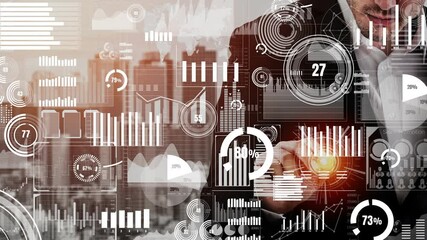 Poster - conceptual business dashboard for financial data analysis . 3d render computer graphic .