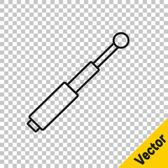 Poster - Black line Telescopic baton icon isolated on transparent background. Vector