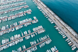 Fototapeta Na drzwi - Boats in the harbor, aerial view