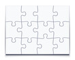 © fim.design - Puzzle 3x4 grid. Jigsaw game with 12 pieces, mosaic vector mockup illustration