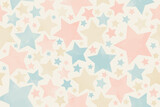 Fototapeta Dziecięca - Seamless pastel watercolor old background texture with multicolor stars. Pastel color stars on the beige background. Aged painted illustration. Hand drawn template. Wrapping paper. Vintage. Retro.