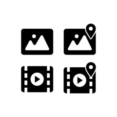 Poster - Black image and video icon design collection vector