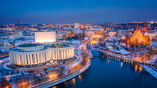 Winter Opera In Bydgoszcz, Poland. Night Architecture In Poland