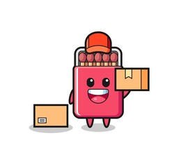 Sticker - Mascot Illustration of matches box as a courier