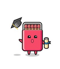 Sticker - Illustration of matches box cartoon throwing the hat at graduation