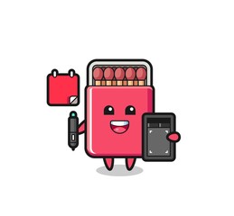 Poster - Illustration of matches box mascot as a graphic designer