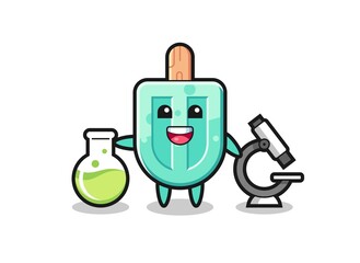 Wall Mural - Mascot character of popsicles as a scientist