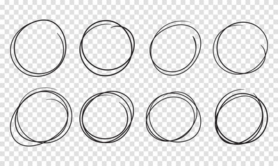 Poster - Hand drawn circle line sketch set. Vector circular scribble doodle round circles for message note mark design element