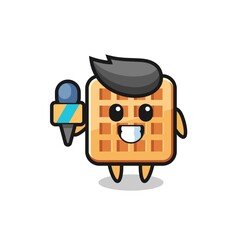 Poster - Character mascot of waffle as a news reporter