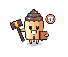 Poster - Mascot cartoon of cupcake as a judge