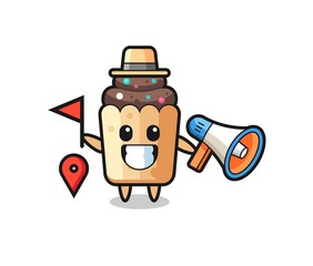 Sticker - Character cartoon of cupcake as a tour guide