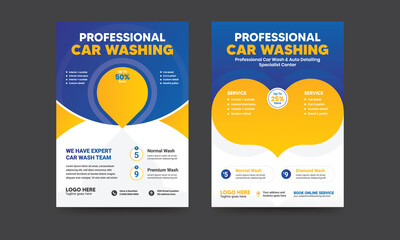 Wall Mural - Car Wash flyer Or Car Repair Banner Cover Design	.