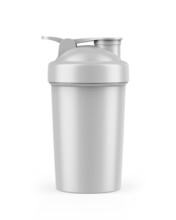Blank White Plastic Shaker Bottle With Flip Lid For Mock Up And Template Design. 3d Render Illustration.