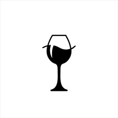 Isolated black wine glass vector icon