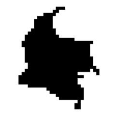 Fototapete - Colombia map silhouette from black square pixels. Vector illustration.