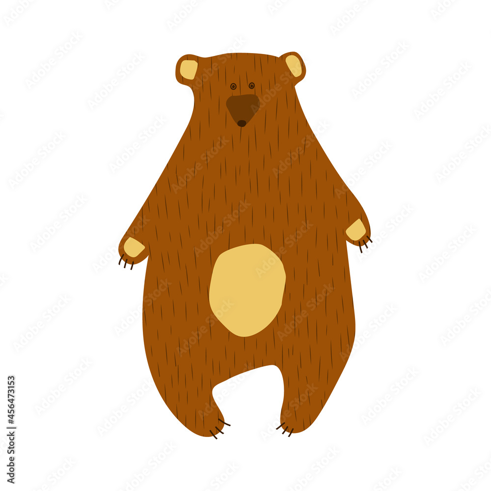 Hand drawn cartoon vector illustration set of cute brown bear. Isolated ...