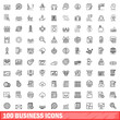 © ylivdesign - 100 business icons set. Outline illustration of 100 business icons vector set isolated on white background