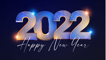 Happy New 2022 Year Elegant Text With Light Effects.