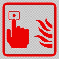 Fire alarm control symbol sign on transparent backgound. Vector