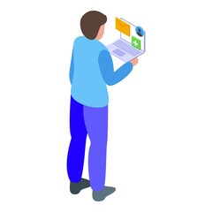 Poster - API man icon isometric vector. Web code. Development technology