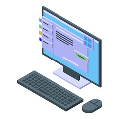 Poster - Pc code development icon isometric vector. Web api. Software cloud